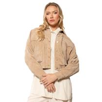 Casaco Cropped Feminino Biamar Veludo Cotelê Bege Claro Casaco Cropped Feminino Biamar Veludo Cotelê Bege Claro
