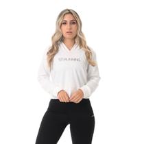 Casaco Cropped Feminino Moletom com Capuz Verde Militar
