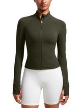 Casaco CRZ YOGA Butterluxe Cintura Comprimento Total com Zíper Oliva P