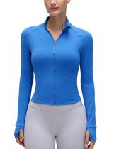 Casaco CRZ YOGA Butterluxe Comprimento na Cintura com Zíper Completo Azul P Casaco CRZ YOGA Butterluxe Comprimento na Cintura com Zíper Completo Azul P