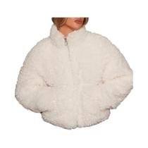 Casaco Curto Feminino De Inverno Quente E Grosso De Lã De Cordeiro Com Gola Alta E Manga Longa Casaco Curto Feminino De Inverno Quente E Grosso De Lã De Cordeiro Com Gola Alta E Manga Longa