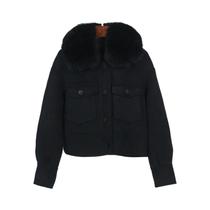 Casaco Curto Feminino De Pele Com Gola De Raposa Genuína, 10% Caxemira 90% Lã, Ajuste Solto Casual,