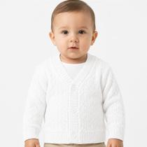 Casaco de Batizado Tricô Kids Tranças Branco Casaco de Batizado Tricô Kids Tranças Branco