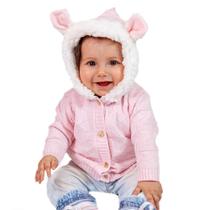 Casaco de Bebê Tricô Kids Com Capuz Rosa Claro Casaco de Bebê Tricô Kids Com Capuz Rosa Claro