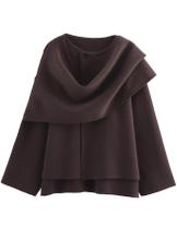 Casaco de cachecol Peacoat Kissonic feminino de grandes dimensões, tricotado e café