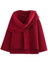 Casaco de cachecol Peacoat Kissonic feminino de grandes dimensões vermelho Casaco de cachecol Peacoat Kissonic feminino de grandes dimensões vermelho