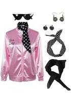 Casaco de cetim rosa Costume Lixinya com lenços de pescoço para mulheres dos anos 50