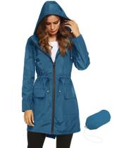 Casaco de chuva LOMON leve e impermeável para mulheres, azul profundo
