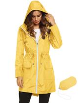 Casaco de chuva LOMON leve impermeável para mulheres amarelo XL