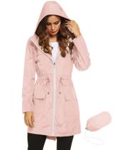 Casaco de chuva LOMON leve impermeável para mulheres rosa XL