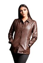 Casaco de Couro 3/4 Marrom Café Casaco de Couro 3/4 Marrom Café