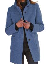 Casaco de ervilha CHARTOU feminino, mistura de lã de inverno, gola alta, azul, GG Casaco de ervilha CHARTOU feminino, mistura de lã de inverno, gola alta, azul, GG