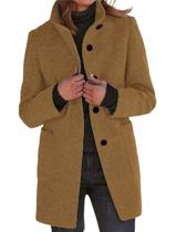 Casaco de ervilha CHARTOU feminino, mistura de lã de inverno, gola alta, camelo Casaco de ervilha CHARTOU feminino, mistura de lã de inverno, gola alta, camelo