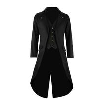 Casaco de fantasia masculino SOLOTIMES preto Gothic Steampunk Casaco de fantasia masculino SOLOTIMES preto Gothic Steampunk