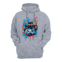 Casaco de Frio Moletom Abrigo Masculino Flanelado Canguru Estampa Controle Remoto Capuz Ajustavel