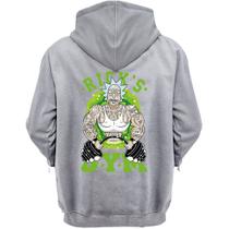 Casaco de frio moletom estampado Ricks Gym blusa capuz canguru