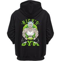 Casaco de frio moletom estampado Ricks Gym blusa capuz canguru