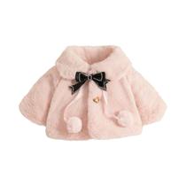 Casaco De Imitacão De Pele Com Laço Preto Para Meninas, Cor Sólida, Outono Inverno, Roupa Infantil Casaco De Imitacão De Pele Com Laço Preto Para Meninas, Cor Sólida, Outono Inverno, Roupa Infantil