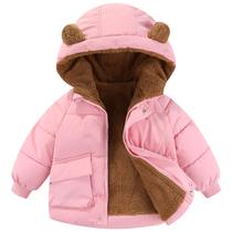 Casaco de inverno AIWUHE Toddler Down Jacket, capuz, lã, 3D Bear