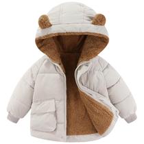 Casaco de inverno AIWUHE Toddler Down Jacket com capuz de lã 1-2T