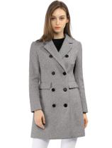 Casaco de inverno Allegra K Elegant Notched Lapel Trench Grey L