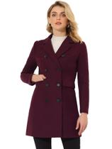 Casaco de inverno Allegra K Elegant Notched Lapel Trench Mulberry