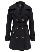 Casaco de inverno Pea Coat, preto, feminino, trespassado Casaco de inverno Pea Coat, preto, feminino, trespassado
