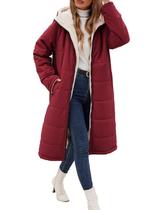Casaco de inverno VXVGER feminino de lã comprido e grande Casaco de inverno VXVGER feminino de lã comprido e grande