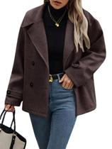 Casaco de lã chouyatou feminino de inverno, solto, café cortado