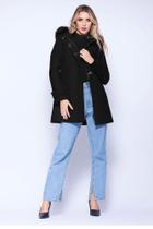 Casaco De Lã Com Capuz E Fechos De Metal(20800074)