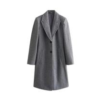 Casaco De Lã De Comprimento Médio Estilo Britânico Para Mulheres plus Size 2024 Com Dois Botões Para