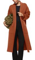 Casaco de lã Fazortev feminino Maxi Open Front Laranja