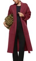 Casaco de lã Fazortev feminino Maxi Wine Red tricotado