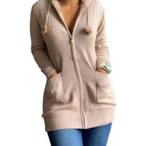 Casaco de lã feminino, outono, inverno, forrado com chiporro Casaco de lã feminino, outono, inverno, forrado com chiporro