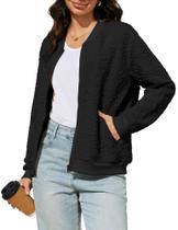 Casaco de lã Larmliss, leve, casual, feminino, preto Casaco de lã Larmliss, leve, casual, feminino, preto
