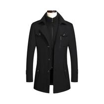 Casaco De Lã Masculino Com Gola Dupla, Estilo Elegante Para Outono E Inverno, Alta Qualidade Casaco De Lã Masculino Com Gola Dupla, Estilo Elegante Para Outono E Inverno, Alta Qualidade