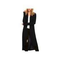 Casaco de lã modal de algodão casual preto para mulheres