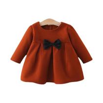 Casaco De Lã Quente Para Bebê Menina, Outono Inverno, Cor Sólida Com Laço, Roupa Externa Fofa