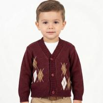 Casaco de Losangos Tricô Kids Bebê Bordo
