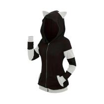 Casaco De Moletom Com Capuz E Orelhas De Gato Para Mulheres, Moda Outono Inverno, Longo E Colorido