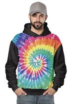 black and green tie dye moletom com capuz