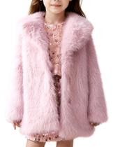 Casaco de pele Flygo Girls Fluffy Winter Jacket Faux Fur Pink 5-14Y