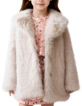 Casaco de pele Flygo Girls Fluffy Winter Jaqueta de pele sintética de 5 a 14 anos