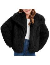 Casaco de pele sintética COZYPOIN, jaqueta de inverno para meninas, preta 5-14Y Casaco de pele sintética COZYPOIN, jaqueta de inverno para meninas, preta 5-14Y