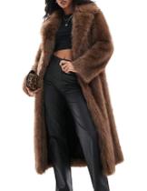 Casaco de pele sintética COZYPOIN Winter Warm para mulheres, marrom, tamanho GG Casaco de pele sintética COZYPOIN Winter Warm para mulheres, marrom, tamanho GG