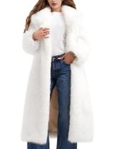 Casaco de pele sintética Flygo Winter Fluffy Open Front Overcoat feminino