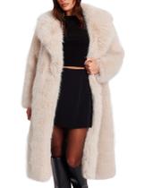 Casaco de pele sintética Flygo Winter Fluffy Open Front para mulheres