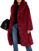 Casaco de pele sintética Flygo Winter para mulheres vermelho tamanho S