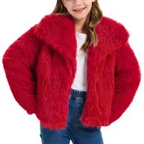 Casaco de pele sintética Rousytn Girls Fluffy Furry, de 9 a 10 anos, vermelho