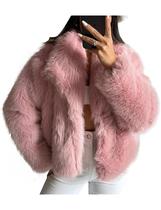 Casaco de pele sintética Shiyifa Fluffy Jacket para mulheres rosa tamanho S